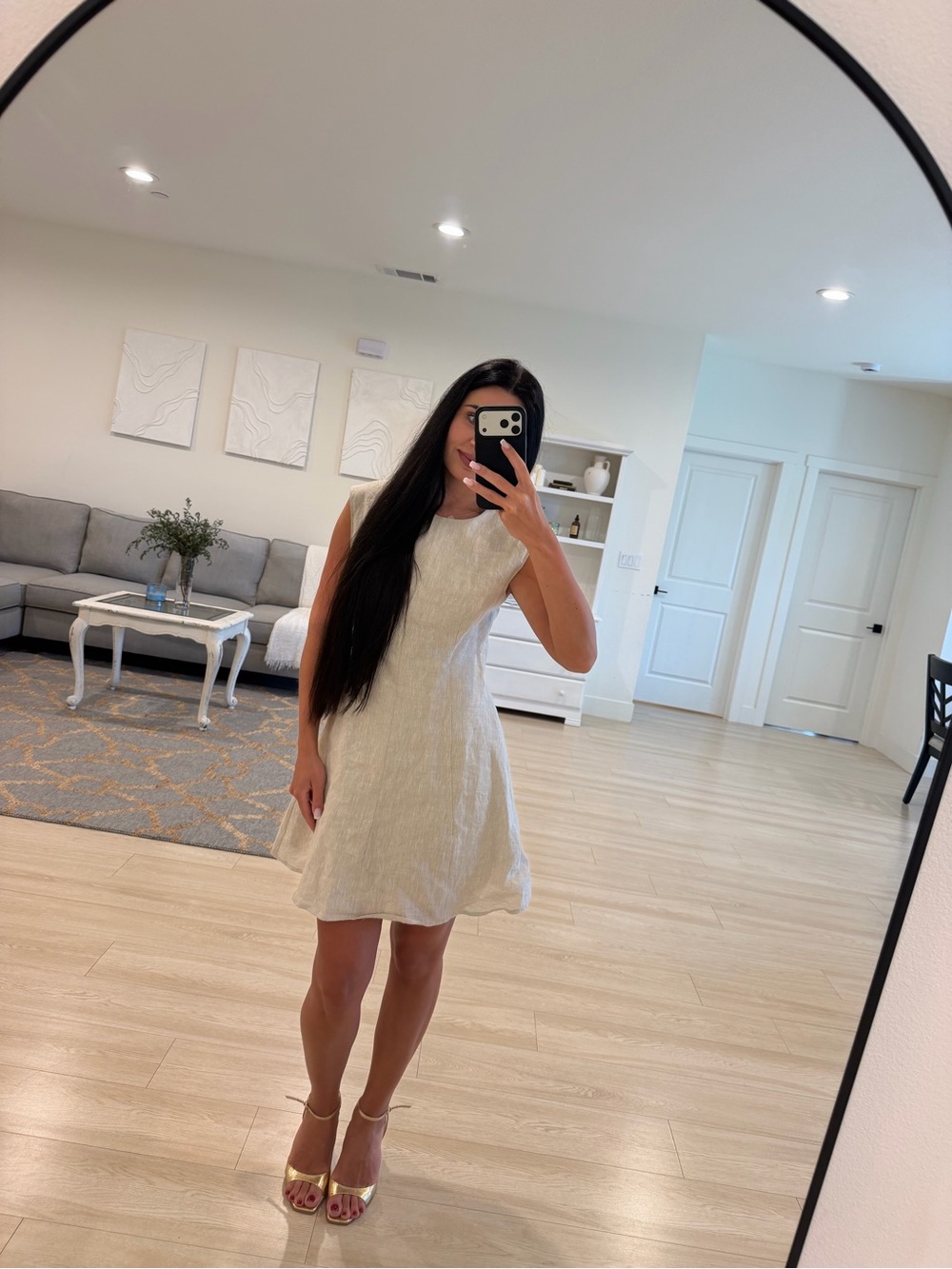 DISSH Cream Textured Sleeveless Mini Dress